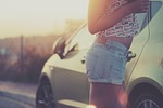 car, girl, woman