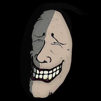 特点, 阴影, 微笑, 害怕的, 脸, 有趣的, 插图