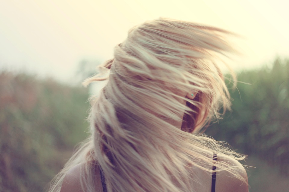 Girl movement with flowing hair