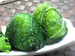 mustard leaves, pickles, rice ball
