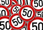 road sign, speed limit, street sign