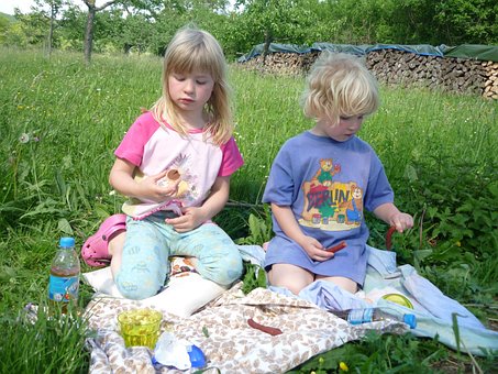 Children, Picnic, Siblings, Sisters