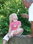 child, father, barbecue