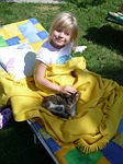 girl, child, cat