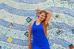 model, smile, blue