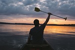 paddler, lake, landscape