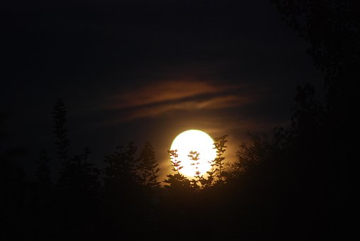 Måne, Natt, Himmel, Full, Mørk