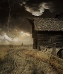 hut, thunderstorm, sky