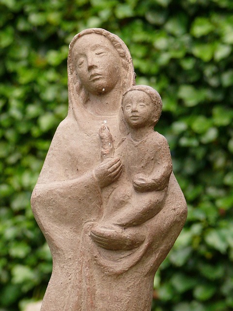 Skulptur, Maria, Garten, Mutter