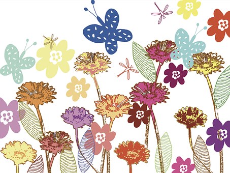 Free Flower Butterflies illustration and picture