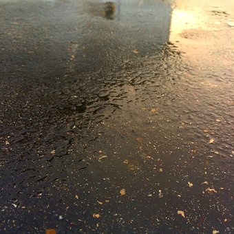 Lluvia, Pavimento, Mojado, Atardecer