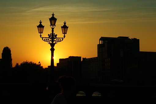 Lâmpada De Rua, Lanterna, Pôr Do Sol