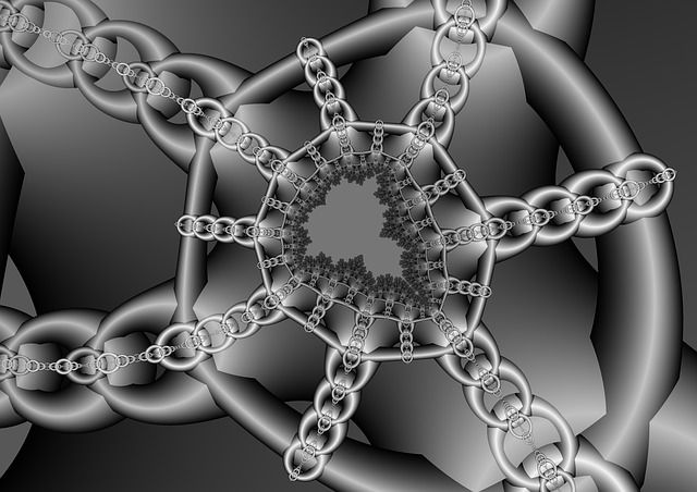 Free chains rings into each other illustration