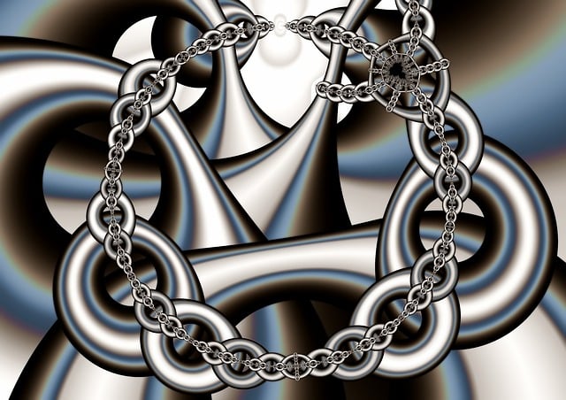 Free chains rings into each other illustration