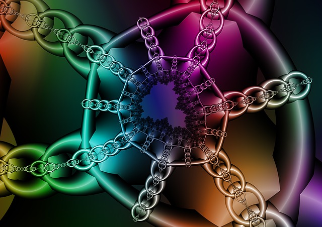 Free chains rings into each other illustration