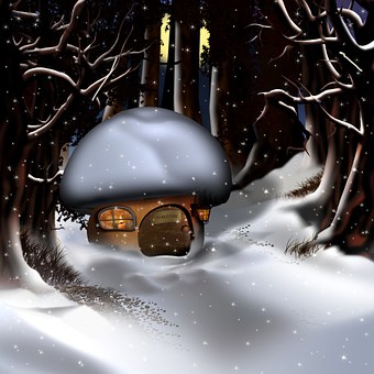 Free Mushroom House Winter illustration and picture