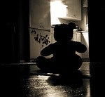 teddy bear, silhouette, evil