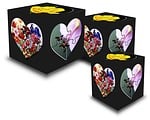 cube, hearts, trio