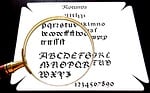 magnifying glass, calligraphy, font