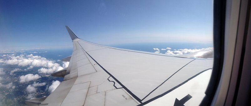 Flugzeug, Flügel, Wolken, Himmel, Luft