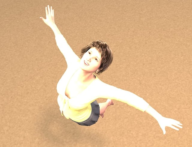 Free women jump both hands illustration