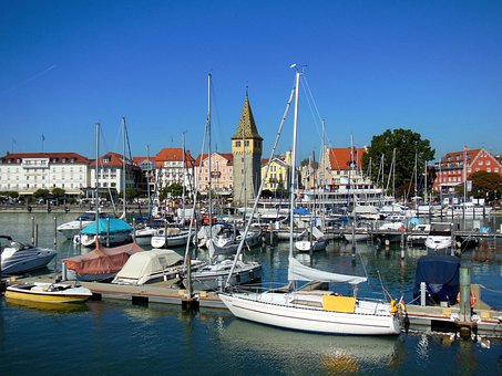 Barche, Lindau, Porta, Lago Di Costanza