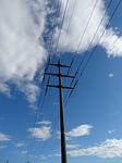 power poles, stream transport, power line
