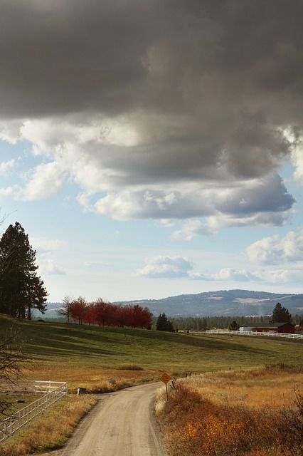 Land, Weg, Stormachtig, Lucht, Wolken
