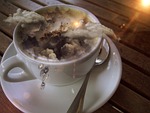cup, cappuccino, clouds
