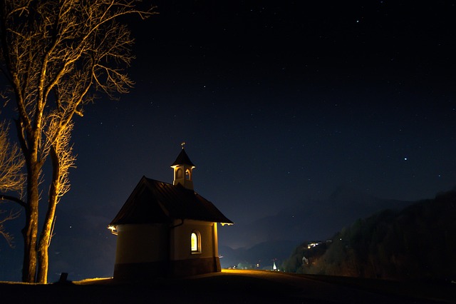 Free Chapel At Night photo and picture