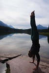 handstand, lake, meditation