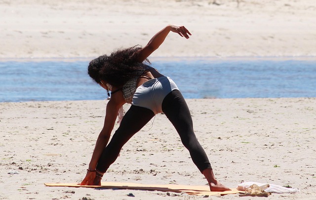 woman, yoga, relaxation, beach, sea, sand, gymnastics, stretching, stretch, stretchable, nature, flexible, athletic, pilates