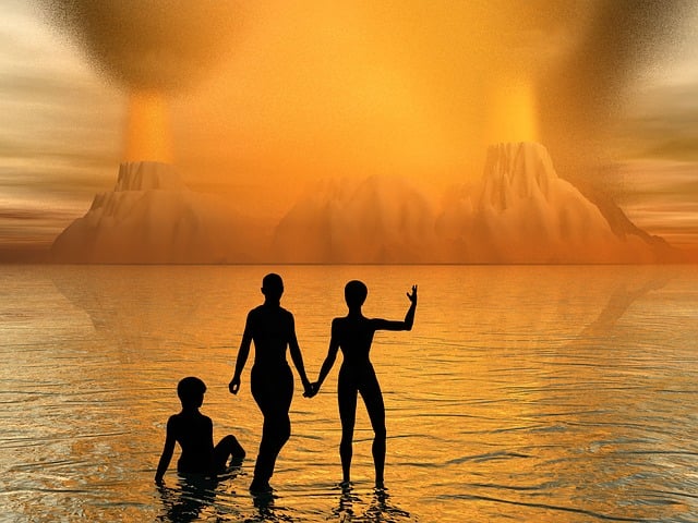 Free volcanoes silhouettes landscape illustration