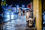 vespa, street, night