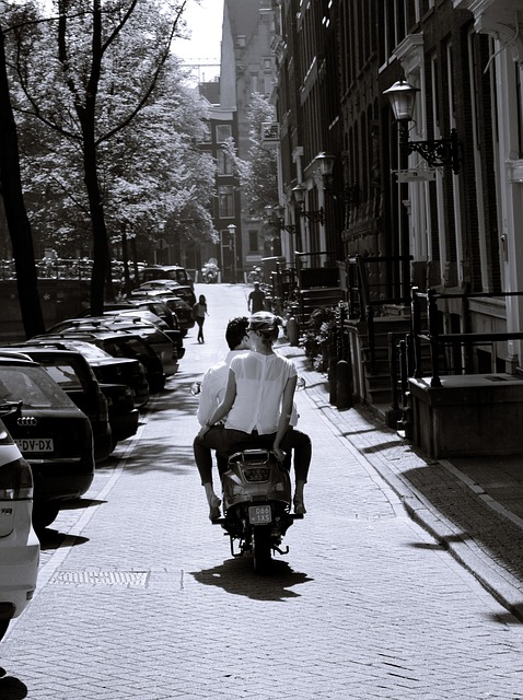 Scooter, Elsker, Kvinde, Mand, Ride, Vej