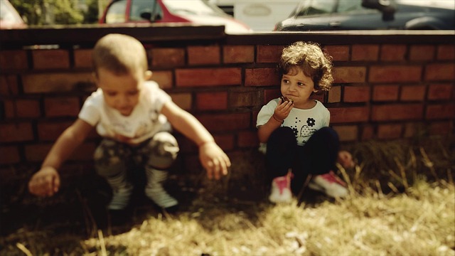 Niños, Jugando, Linda, Niña, Chico