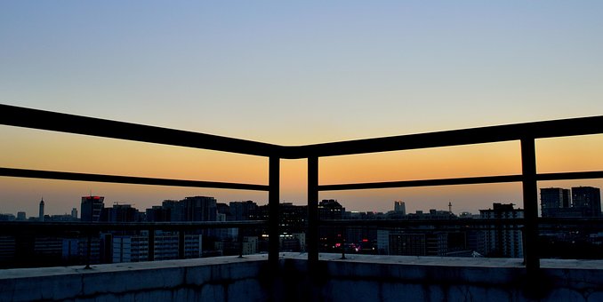 Beijing, City, Zonsondergang, Landschap