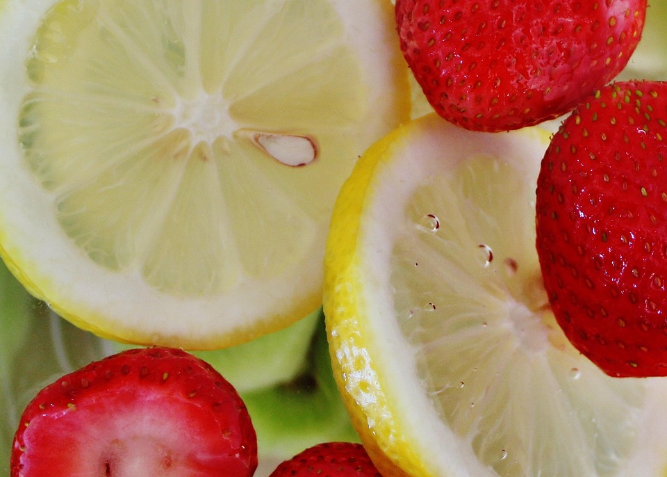 Lemons, Strawberries, Kiwi, Fruits, Refreshment