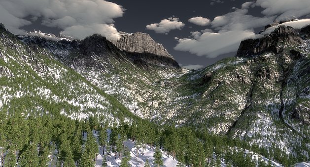 Berglandschap, Bergen, Digitale Kunst