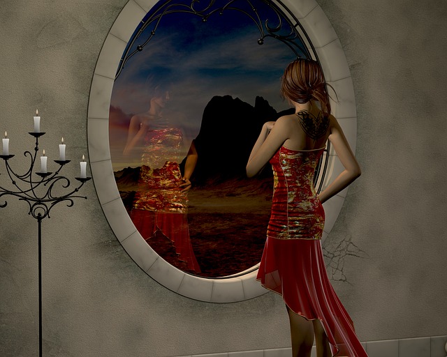 Free woman window round illustration
