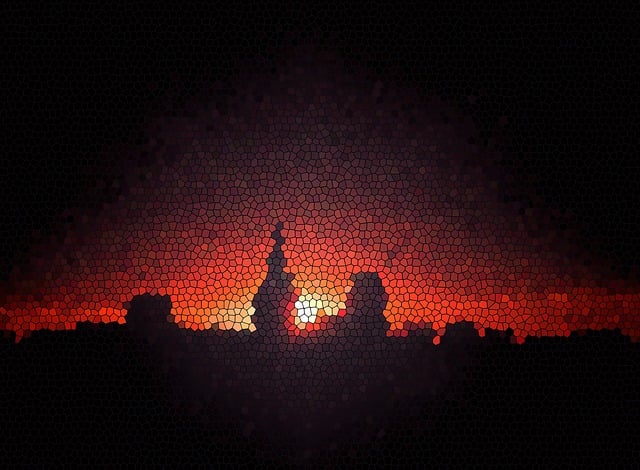 Free abstract sunset city illustration