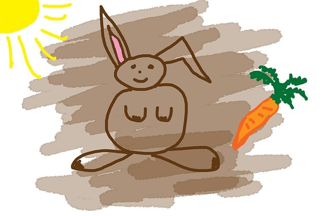Free children drawing rabbit carrot illustration