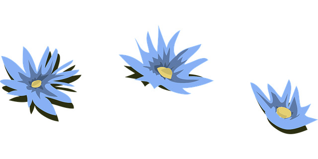 Free water lilies blue flowers illustration