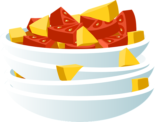 Comida, Plato, Sandía, Mango, Sabroso
