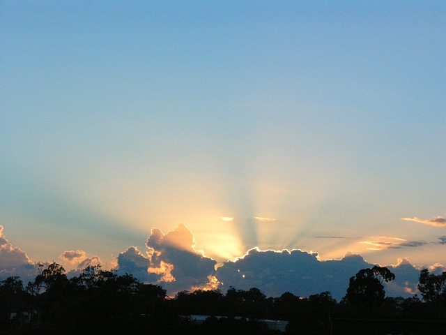 Zonsopkomst, Corona, Wolk, Lucht