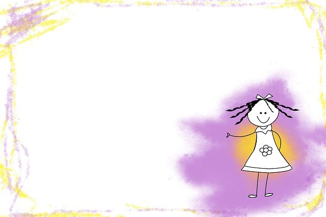 Free stationery background girl illustration