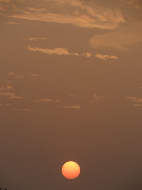 Solnedgang, Sol, Skyer, Orange, Natur