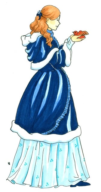 Free woman girl coat illustration