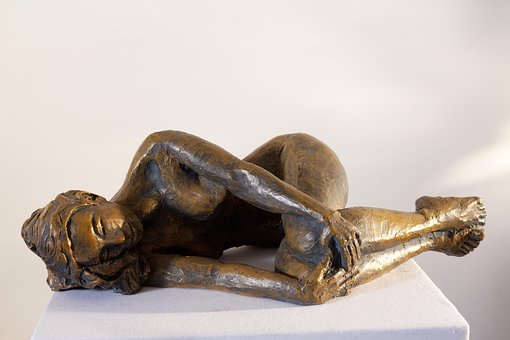 Mulher, Deitado, Escultura, Índia
