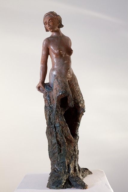 Mulher, Natureza, Árvore, Escultura